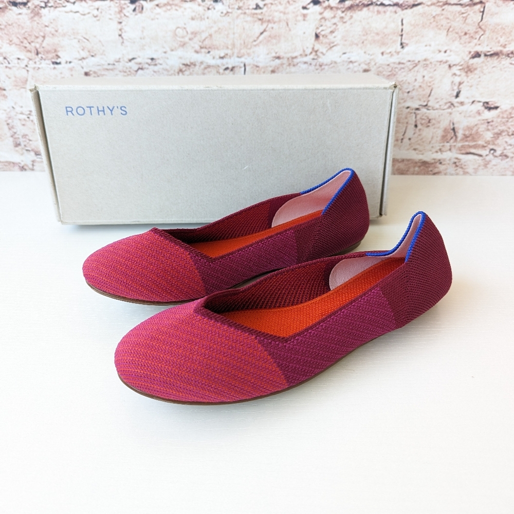 Rothy's Burgundy and Blue Flats